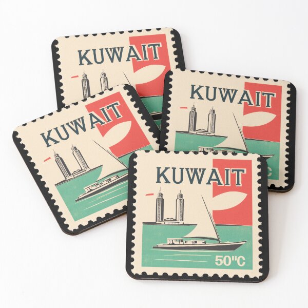 Item preview, Vintage Kuwait Postage Stamp Art - Dhow & Kuwait Towers designed and sold by tiigerdad.