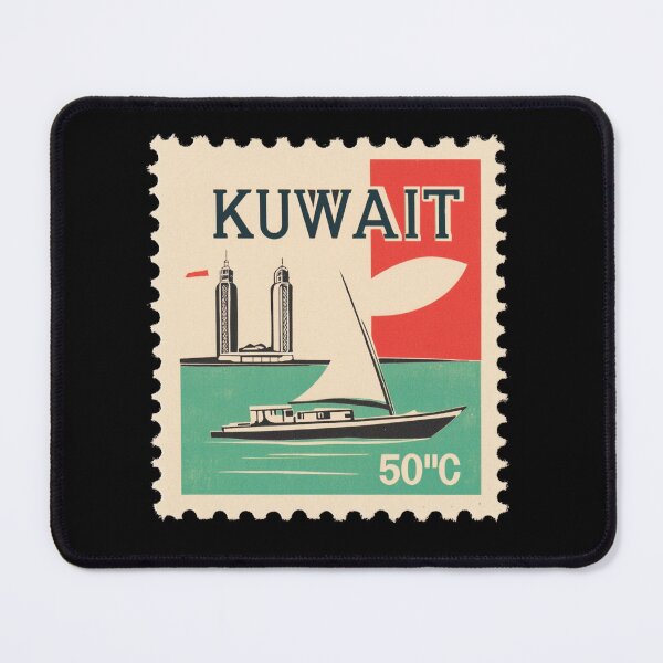 Item preview, Vintage Kuwait Postage Stamp Art - Dhow & Kuwait Towers designed and sold by tiigerdad.