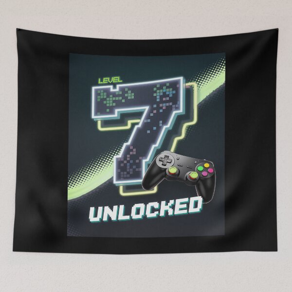 Item preview, Level 7 Unlocked Birthday Kids 7th Video Game Seven Year Old designed and sold by joyouartArt.