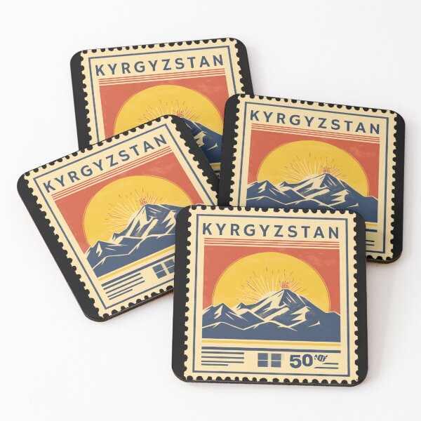Item preview, Vintage Kyrgyzstan Postage Stamp Art - Celestial Mountains & Sun designed and sold by tiigerdad.