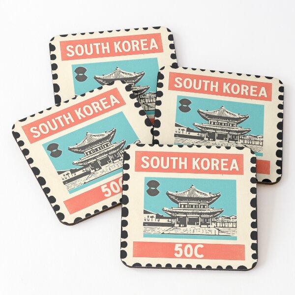 Item preview, Vintage South Korea Postage Stamp Art - Bulguksa Temple & Taegeuk designed and sold by tiigerdad.