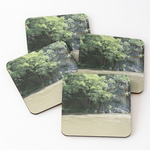 Item preview, Peaceful Forest River Flowing by a Rocky Cliff designed and sold by Georgia Mizuleva.