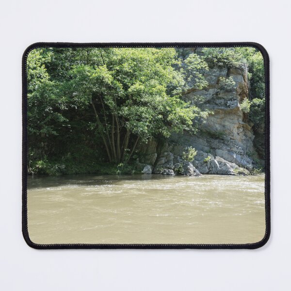 Item preview, Peaceful Forest River Flowing by a Rocky Cliff designed and sold by Georgia Mizuleva.