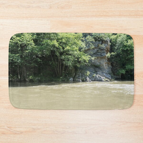 Item preview, Peaceful Forest River Flowing by a Rocky Cliff designed and sold by Georgia Mizuleva.