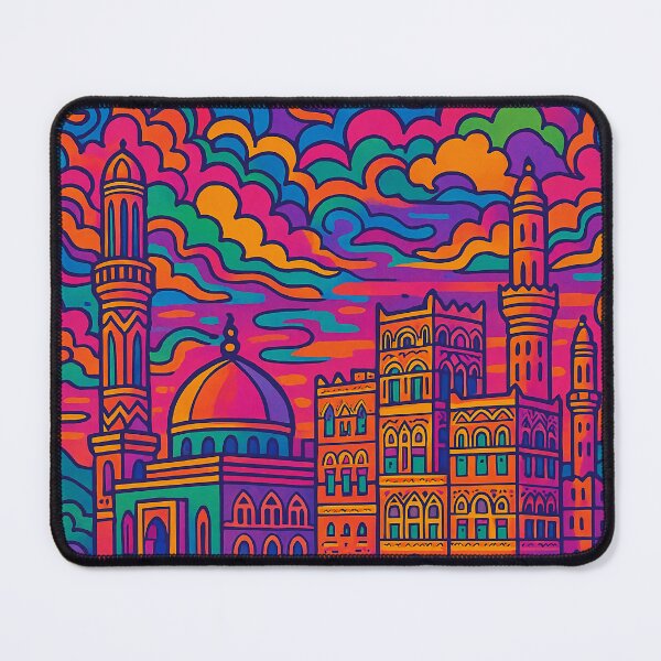 Item preview, Trippy Psychedelic Poster of Sanaa | Vibrant Yemeni Cityscape Art | Retro Colorful Sanaa Skyline Design designed and sold by PaintedPixels01.
