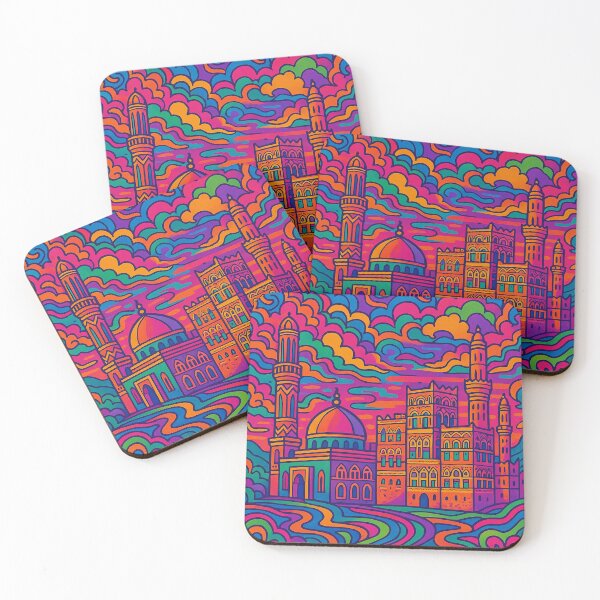 Item preview, Trippy Psychedelic Poster of Sanaa | Vibrant Yemeni Cityscape Art | Retro Colorful Sanaa Skyline Design designed and sold by PaintedPixels01.