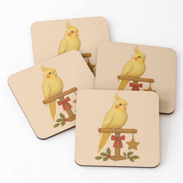 Item preview, Yellow Cockatiel on Festive Perch - Cute Christmas Bird designed and sold by Cute Pets Everywhere™.