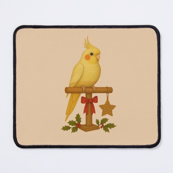 Item preview, Yellow Cockatiel on Festive Perch - Cute Christmas Bird designed and sold by Cute Pets Everywhere™.