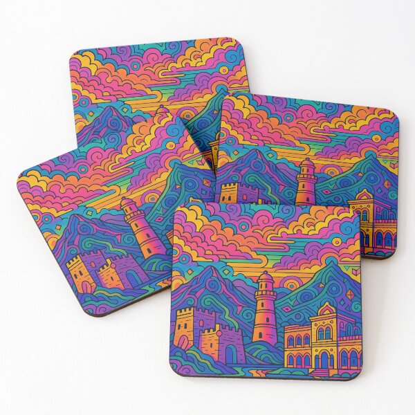 Item preview, Trippy Psychedelic Poster of Aden | Vibrant Yemeni Coastal Cityscape Art | Retro Colorful Aden Skyline Design designed and sold by PaintedPixels01.