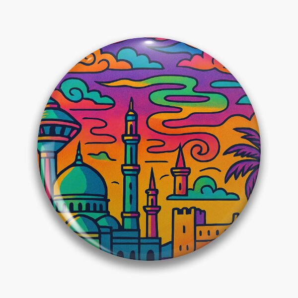 Item preview, Trippy Psychedelic Poster of Salalah | Vibrant Omani Cityscape Art | Retro Colorful Salalah Skyline Design designed and sold by PaintedPixels01.