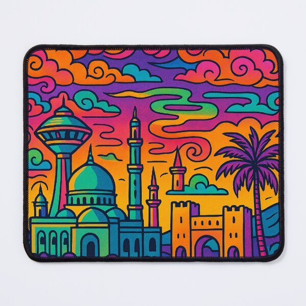 Item preview, Trippy Psychedelic Poster of Salalah | Vibrant Omani Cityscape Art | Retro Colorful Salalah Skyline Design designed and sold by PaintedPixels01.