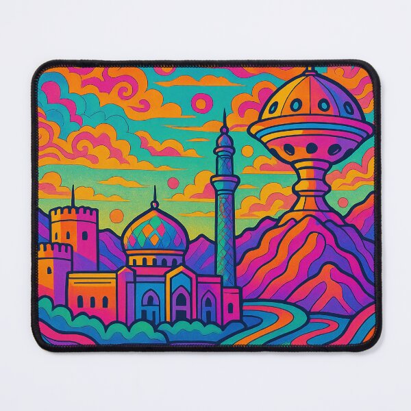 Item preview, Trippy Psychedelic Poster of Muscat | Vibrant Omani Coastal Cityscape Art | Retro Colorful Muscat Skyline Design designed and sold by PaintedPixels01.
