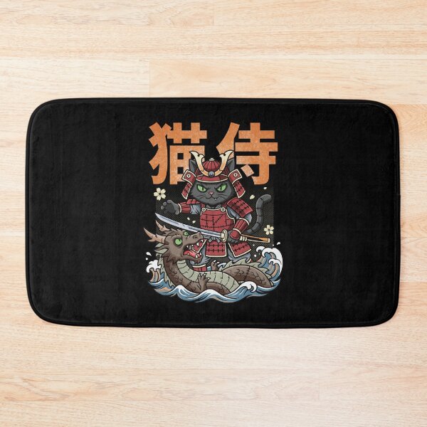 Item preview, Samurai Cat Fighting Dragon Japanese Neko Art designed and sold by tollaru.
