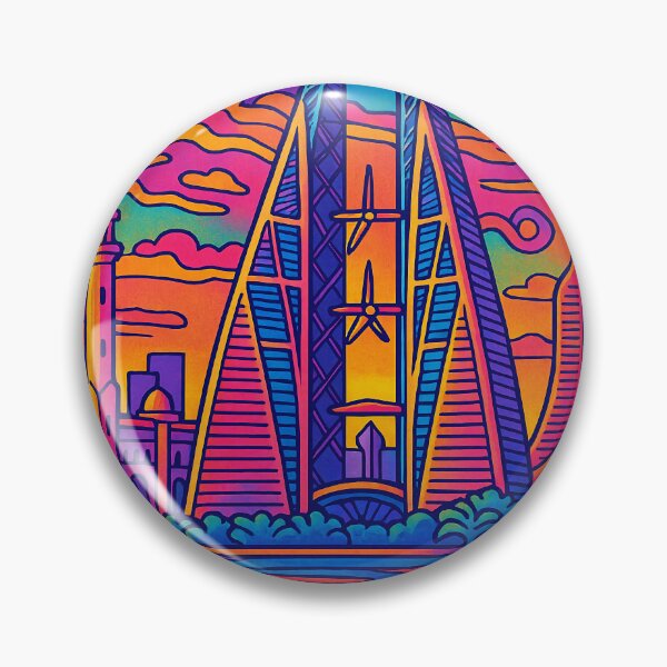 Item preview, Trippy Psychedelic Poster of Manama | Vibrant Bahraini Cityscape Art | Retro Colorful Manama Skyline Design designed and sold by PaintedPixels01.