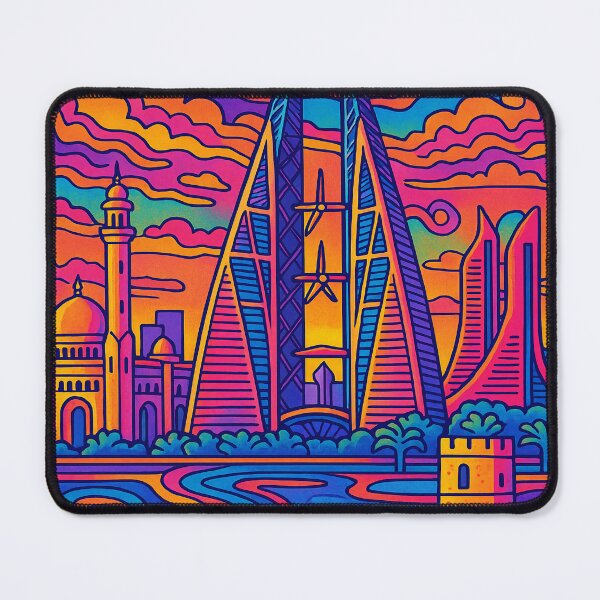 Item preview, Trippy Psychedelic Poster of Manama | Vibrant Bahraini Cityscape Art | Retro Colorful Manama Skyline Design designed and sold by PaintedPixels01.