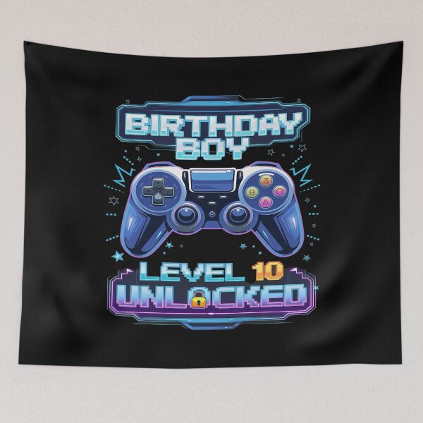 Item preview, 10th Birthday Boy Level 10 Unlocked Video Game Party  designed and sold by joyouartArt.