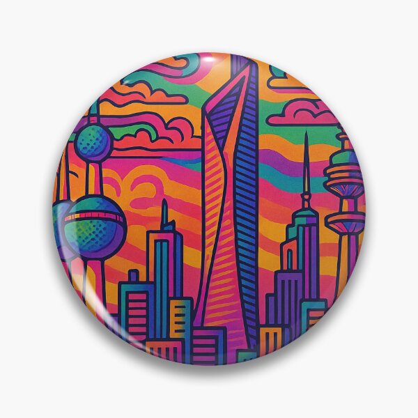Item preview, Trippy Psychedelic Poster of Kuwait City | Vibrant Kuwaiti Cityscape Art | Retro Colorful Kuwait Skyline Design designed and sold by PaintedPixels01.