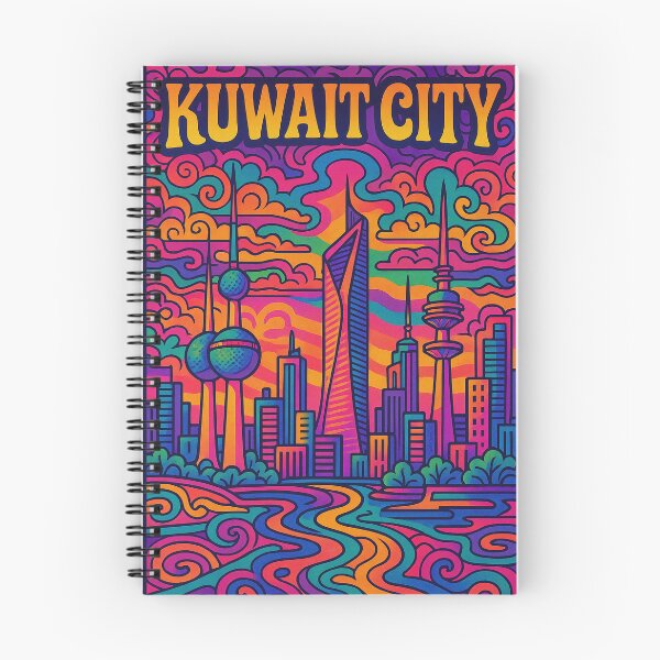 Item preview, Trippy Psychedelic Poster of Kuwait City | Vibrant Kuwaiti Cityscape Art | Retro Colorful Kuwait Skyline Design designed and sold by PaintedPixels01.