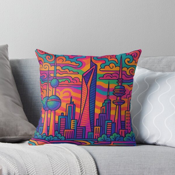 Item preview, Trippy Psychedelic Poster of Kuwait City | Vibrant Kuwaiti Cityscape Art | Retro Colorful Kuwait Skyline Design designed and sold by PaintedPixels01.