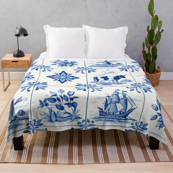 Item preview, Netherlands Delft Blue Traditional Tile Pattern designed and sold by Myra365Art.