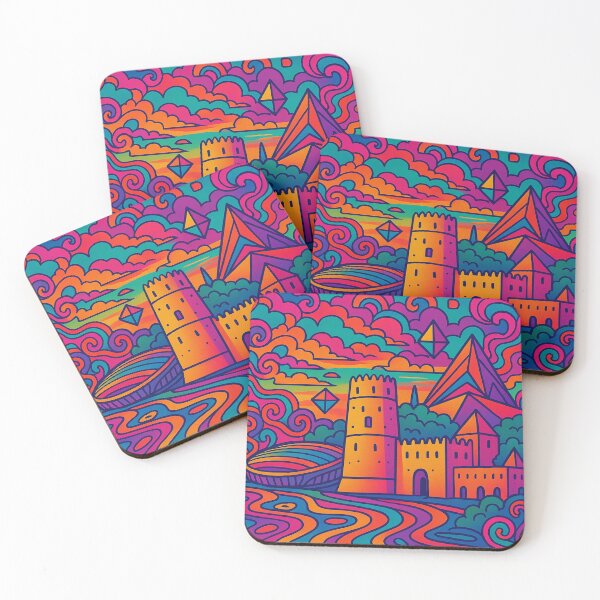Item preview, Trippy Psychedelic Poster of Al Rayyan | Vibrant Qatari Cityscape Art | Retro Colorful Al Rayyan Urban Design designed and sold by PaintedPixels01.