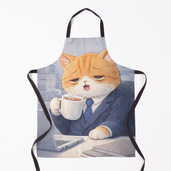 Item preview, Sleepy Business Cat Drinking Coffee | Cute Office Cat  designed and sold by ChubbyGoong.