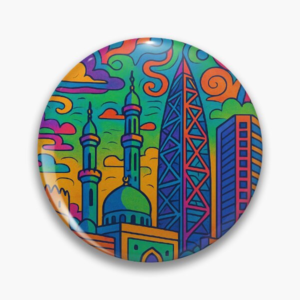 Item preview, Trippy Psychedelic Poster of Ajman | Vibrant Emirati Coastal Cityscape Art | Retro Colorful Ajman Skyline Design designed and sold by PaintedPixels01.
