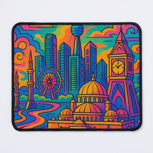 Item preview, Trippy Psychedelic Poster of Sharjah | Vibrant Emirati Cultural Cityscape Art | Retro Colorful Sharjah Skyline Design designed and sold by PaintedPixels01.