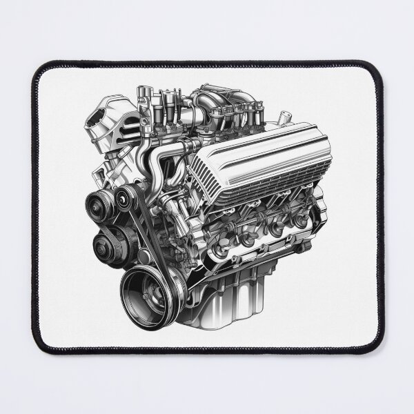 Item preview, V8 Engine Illustration | High-Performance Automotive Line Art Design designed and sold by inkoutninja.