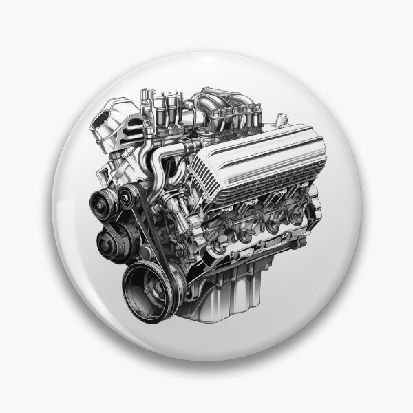 Item preview, V8 Engine Illustration | High-Performance Automotive Line Art Design designed and sold by inkoutninja.