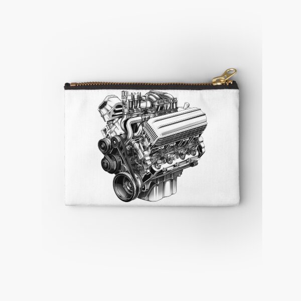 Item preview, V8 Engine Illustration | High-Performance Automotive Line Art Design designed and sold by inkoutninja.