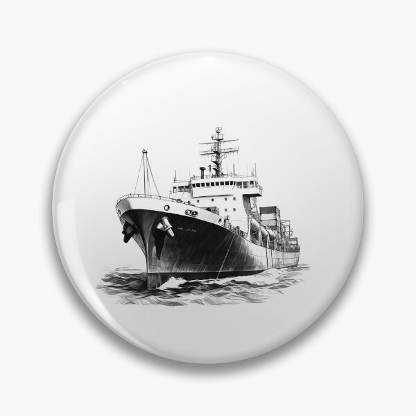 Item preview, Cargo Ship Illustration | Black and White Maritime Vessel Line Art designed and sold by inkoutninja.