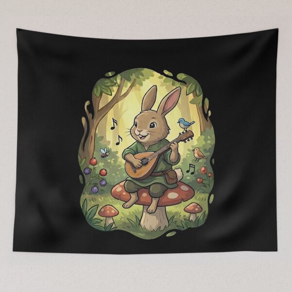 Item preview, Cute Fantasy Forest Bunny Bard Mushroom designed and sold by k3rstman1.