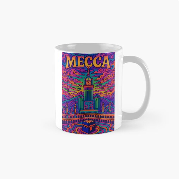 Item preview, Trippy Psychedelic Poster of Mecca | Vibrant Sacred Cityscape Art | Retro Colorful Mecca Skyline Design designed and sold by PaintedPixels01.