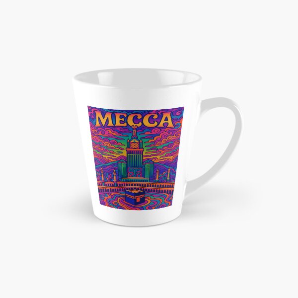 Item preview, Trippy Psychedelic Poster of Mecca | Vibrant Sacred Cityscape Art | Retro Colorful Mecca Skyline Design designed and sold by PaintedPixels01.