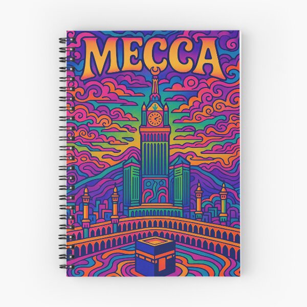 Item preview, Trippy Psychedelic Poster of Mecca | Vibrant Sacred Cityscape Art | Retro Colorful Mecca Skyline Design designed and sold by PaintedPixels01.
