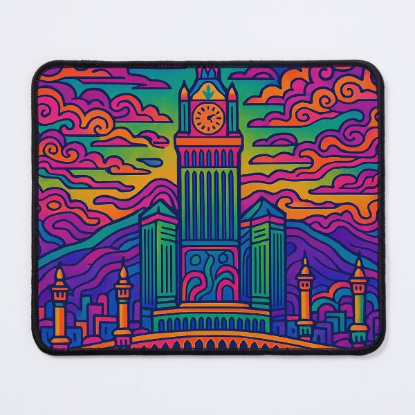 Item preview, Trippy Psychedelic Poster of Mecca | Vibrant Sacred Cityscape Art | Retro Colorful Mecca Skyline Design designed and sold by PaintedPixels01.