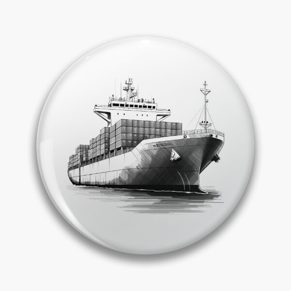 Item preview, Container Ship Illustration | Modern Maritime Cargo Vessel Line Art designed and sold by inkoutninja.