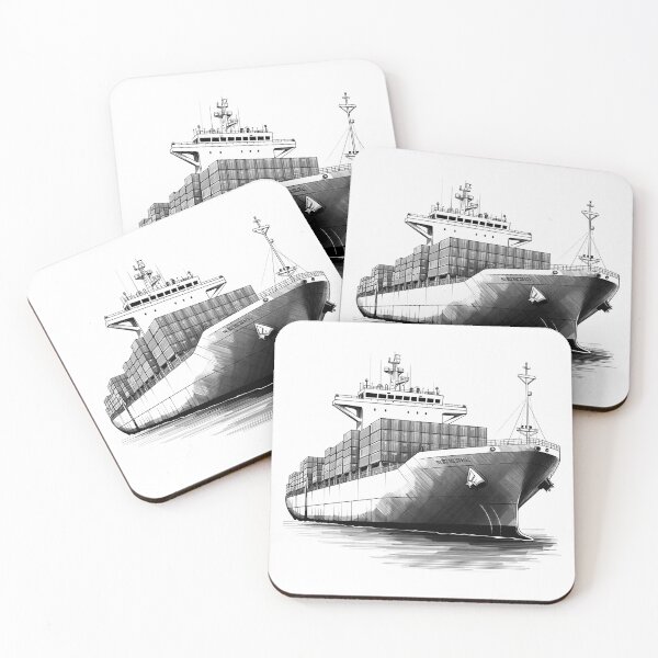 Item preview, Container Ship Illustration | Modern Maritime Cargo Vessel Line Art designed and sold by inkoutninja.