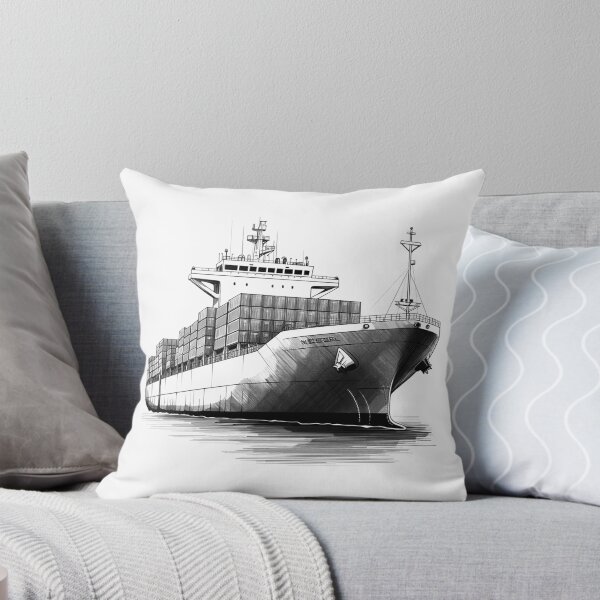 Item preview, Container Ship Illustration | Modern Maritime Cargo Vessel Line Art designed and sold by inkoutninja.