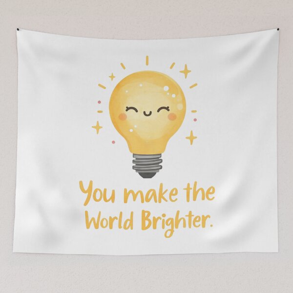 Item preview, You Make the World Brighter, Cute Smiling Lamp Illustration designed and sold by Moodune.