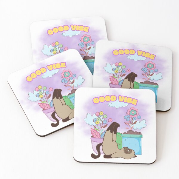 Item preview, Good Vibe – Cat in yoga on pastel background designed and sold by Unefleuralafois.