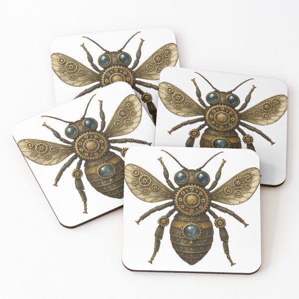 Item preview, Steampunk Mechanical Bee Botanical Art designed and sold by CottonandQuill.
