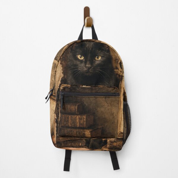 Item preview, Black cat in an antique library – vintage collage designed and sold by Mauswohn.