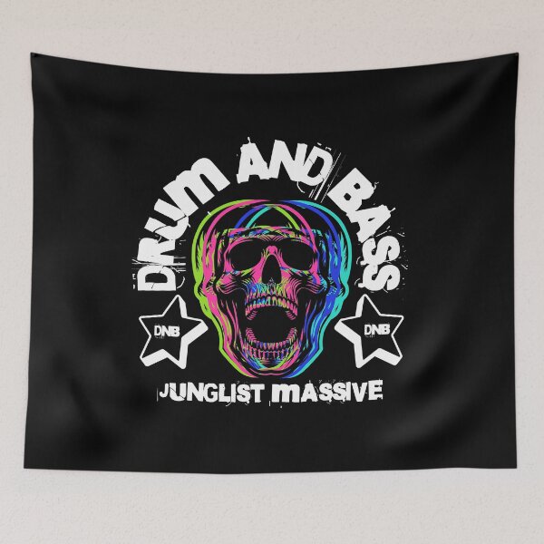 Item preview, DRUM AND BASS  - Colorful Skull Scream (White) designed and sold by Discothreadz.