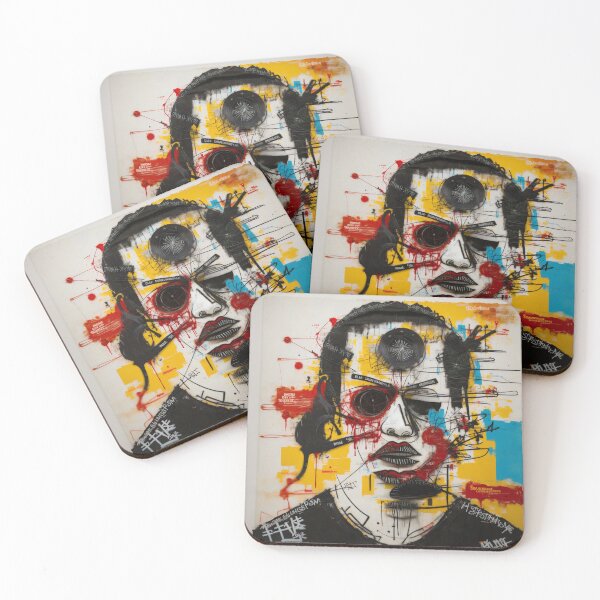 Item preview, Yellow Deconstruction - Raw Abstract Street Art Portrait designed and sold by Slow Morning Art.