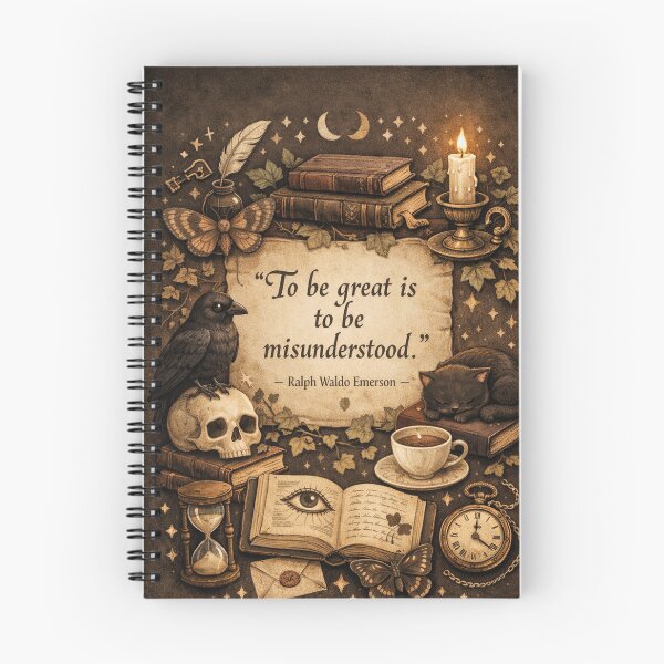 Item preview, Emerson quote – Dark Academia Still Life with Cat designed and sold by Mauswohn.