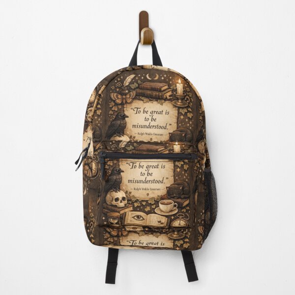 Item preview, Emerson quote – Dark Academia Still Life with Cat designed and sold by Mauswohn.