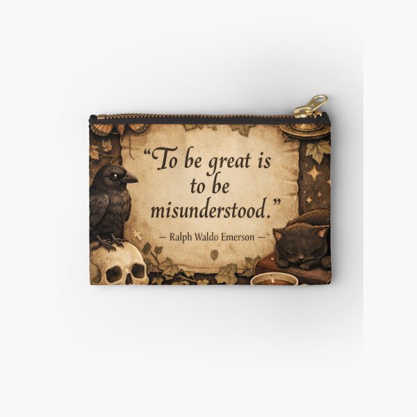 Item preview, Emerson quote – Dark Academia Still Life with Cat designed and sold by Mauswohn.