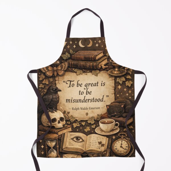 Item preview, Emerson quote – Dark Academia Still Life with Cat designed and sold by Mauswohn.